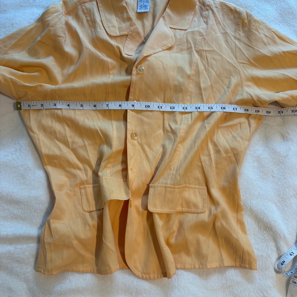 Anna & Frank Vintage 100% Silk Short Sleeve Button Up Shirt Orange Sz L Tie Back - Picture 6 of 9